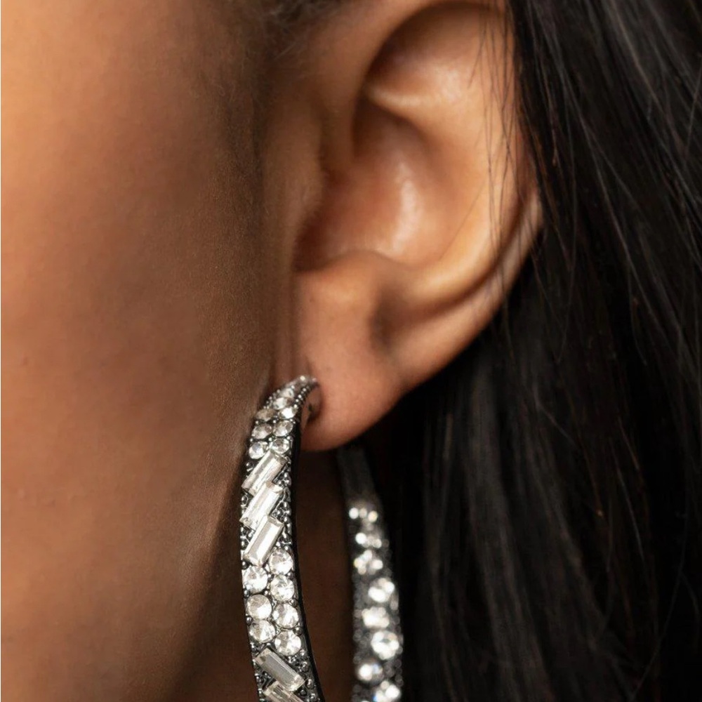Paparazzi Silver Crystal Hoop Earrings